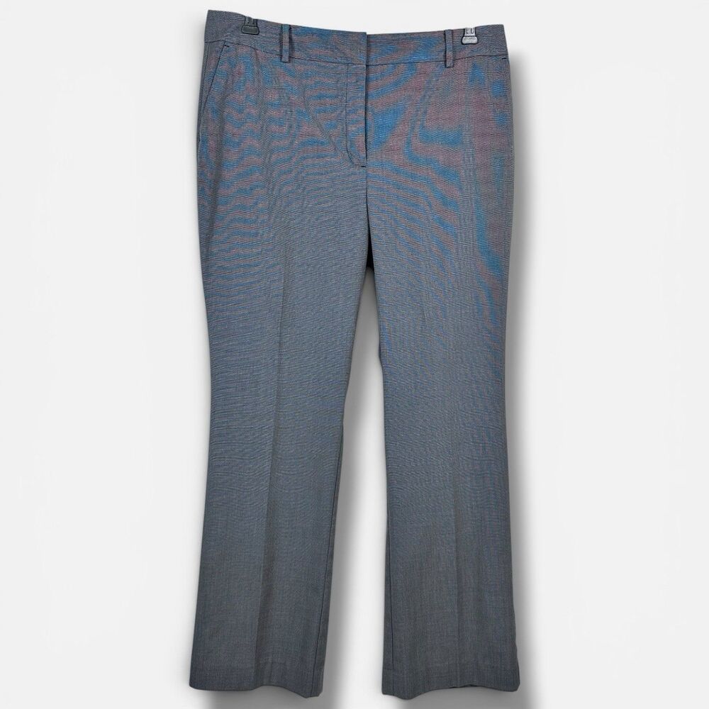 Ann Taylor Curvy Dress Pants Sz 12 Gray Micro Check Stretch Flat Front Office